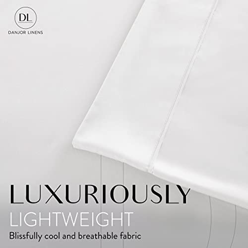 Danjor Linens Twin Bunk Bed Sheets w/ 2 Pillowcases, Lightweight Brushed Microfiber Deep Pockets, 4 Piece Fitted Bedding Sets, White