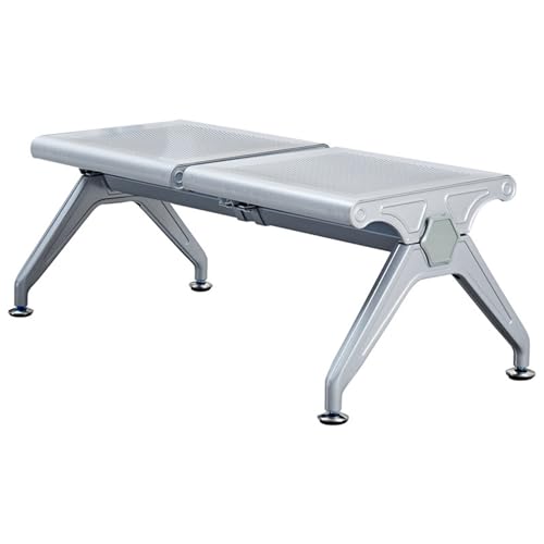 Banco de espera de metal resistente con almohadillas para suelos fijos 2