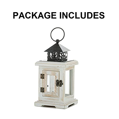 Decorative Candle Lantern Wood Farmhouse - Rustic Distressed Wooden Candle Lantern Holder Small Hanging / Tabletop, For Indoor Outdoor Home Living Room Decor Porch Patio Table Decorations, Whitewashed #TOP5