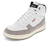 Levi's Womens Venice Synthetic Leather Casual High Top Sneaker Shoe, White/Cement/Black, 8.5 M