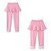 Girls Leggings with Ruffle Tutu Skirts Toddler Fleece Lined Footless Tights Skirt Pants Warm Comfy (Pink, 7-8 Years)