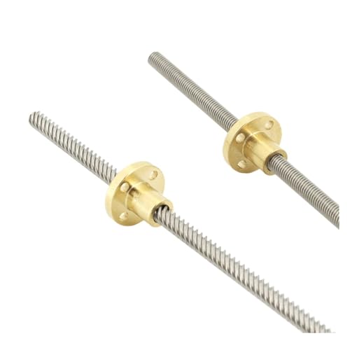 Metal Ball Screw nut Screws T5 Diameter 5mm Length 200mm Lead 1mm 2mm 4mm Trapezoidal 1pcs with Brass Nut(Lead 1mm)