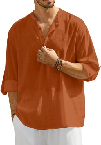 Chemise courte en polycoton Zombom coupe normale à col mandarin pour homme