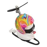 YOSADIER プロペラ付きヘルメットの猫 バイクハンドルバー用樹脂製オーナメント 自転車 オートバイ 車の飾り 取り外し可能 ダッシュボード装飾