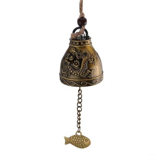 Campane a vento da giardino, in rame e metallo, decorazione per esterni, cortile, patio, balcone, casa, interni, ornamento da appendere a forma di pesce fortunato, drago, fenice, Buddha, campanella a