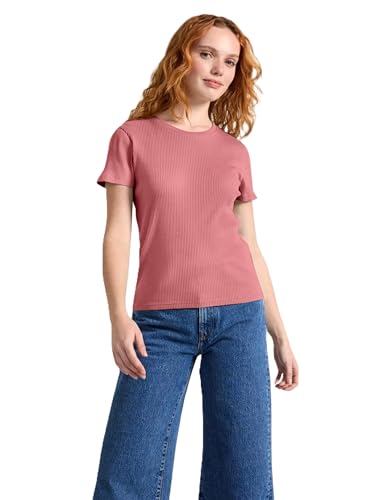 Image of Zilcon Women Fashion Trendy Ribbed Round Neck t Shirt for Woman Half Sleeves Tops for Women Stylish Western Formal, Casual, Office, Date, Outing, Party Tops