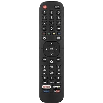 Hisense Smart TV Remote Replacement - Compatible with All Hisense LCD/LED/4K Models - Zero Setup Required - Includes Quick Access Hotkeys for YouTube & VUDU - Ergonomic Universal Controller