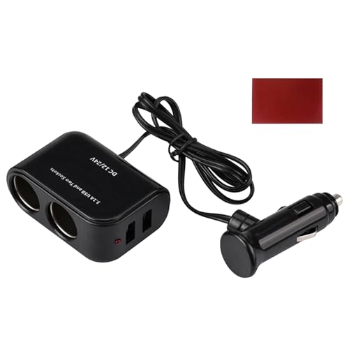 Girihe 1 PCS Dual Cigarette Lighter Adapter, Car 12V Splitter 12V/24V Double Car Lighter Adapter 12V Carr Splitter, with 2 Usb Ports, Usb Ca R Charger for Phones Camera