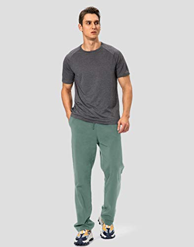 Image of Pudolla Men's Cotton Yoga Sweatpants Athletic Lounge Pants Open Bottom Casual Jersey Pants for Men with Pockets