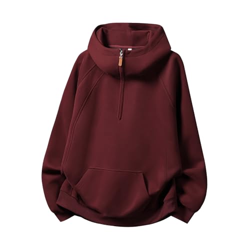 Mens' Half Zip Hoodies Casual High Collar Long Sleeves Hooded Pullover Sweatshirt with Pocket Teenagers Top