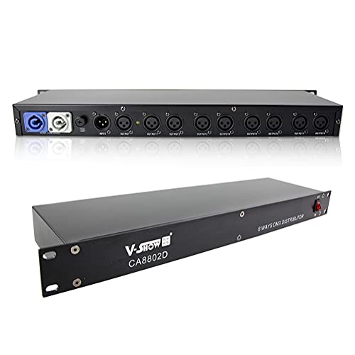 V-Show Universal DMX512 Optical Splitter - 8port DMX Splitter DMX512 8CH DMX Splitter Stage Lights Signal Amplifier Splitter 8 way DMX Distributor (8 port Dmx splitter)