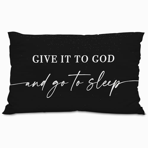 Knibeo Give It to God and Go to Sleep – Housse de coussin décorative en velours côtelé pour lit, 30,5 x 50,8 cm, noir