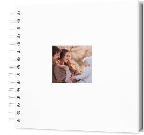 AIOR 手作りアルバム 台紙 フォトアルバム 写真ウィンドウ付きスクラップブックアルバム 250 GSM厚紙 40枚 80ページ 24.3CMx24.3CM 思い出帳 DIY 写真集 卒業記念集 赤ちゃん写真集 結婚記念 誕生日 プレゼント(ホワイト)