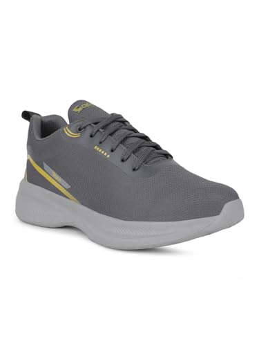 Image of Liberty Leap7x KOOPER-1E Men Sports Running Shoes - Black & Dark Grey | Comfortable and Durable Lace-Up Closure - Suitable for Lacing Walking, Gym, Jogging and Outdoor Shoes for Man