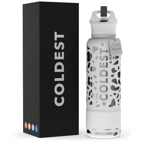 Coldest Sports Water Bottle - (Straw Lid), Leak Proof, Vacuum Insulated Stainless Steel, Hot Cold, Double Walled, Thermo Mug, Metal Canteen (40 oz, Silver Leopard) -  The Coldest Water