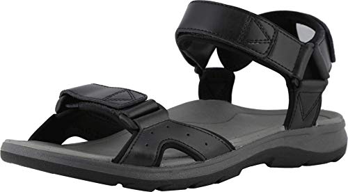 Vionic Men's Canoe Leo Backstrap Sandal - Adjustable Sandals with Concealed Orthotic Arch Support Black 7 M US