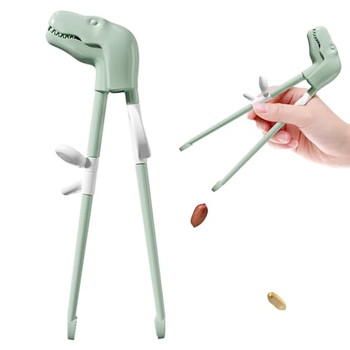 子供向けの学習箸、初心者向けのトレーニング箸 | 漫画の恐竜の練習用の箸 - 指の柔軟性を学ぶお箸 学習・訓練用食器 子供用トレーニング箸、子供用恐竜学習箸 再利用可能な子供用トレーニング箸、学習箸、初心者に箸の使い方を教える