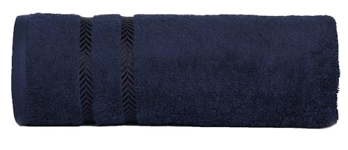 Image of Casa Copenhagen, Super Soft Ember Collection 2 Pieces 100% Cotton Large Bath Towel (Size : 75 x 150 cm) - Navy & Grey Violet