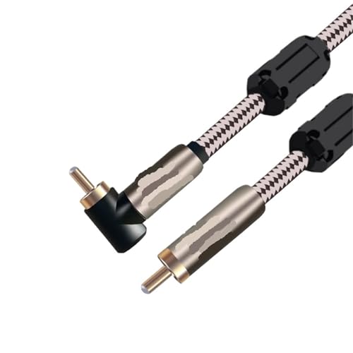 Câble audio mâle vers mâle coudé anti-torsion 1M OFC blanc pour haut-parleur et subwoofer