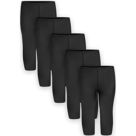 STRETCH IS COMFORT Toddler Infant Leggings Tights 5 Pack | Stretchy Leggings | 3 Months - 24 Months, Black 5 Pack, 6 Months Cover