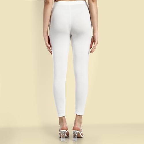 Image of ONE SKY Women Ankle Length Leggings | Premium Cotton Modal Spandex Blend | High Waist Stretchable & Bio-Washed Fabric | Colour-Lock | Ethnic Leggings for Women
