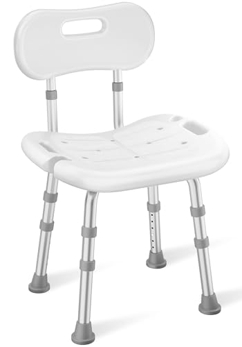 Image of HOMLAND Shower Chair for Inside Shower with Removable Back, 350 lbs Adjustable Height, Non-Slip Heavy Duty Bath Chair for Bathtub, Shower Seat for Elderly and Disabled, White