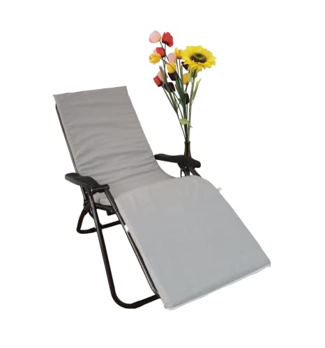 Cojín Tumbona 180x50x3cm Reclinable Colores lisos. Colchoneta Tumbona Exterior con Relleno de Espuma. Con tira de sujeción. Se puede doblar fácilmente para una mejor transportación. (Gris 2)
