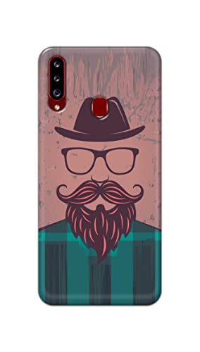 Image of PRINTFIDAA Man Icon with Beard Shirt Hipster Printed Designer Hard Case for Samsung Galaxy A20s, SM-A207F / DS, SM-A207M / DS, SM-A2070 Back Cover -(e) RPM1001