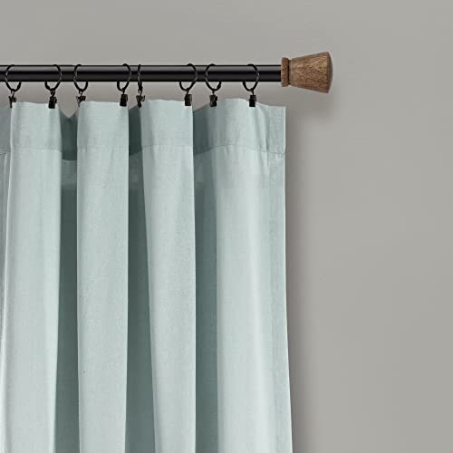 Lush Decor Linen Button Window Curtain Panel, Single, 40" W x 108" L, Blue & White, Country Curtains - Image 4