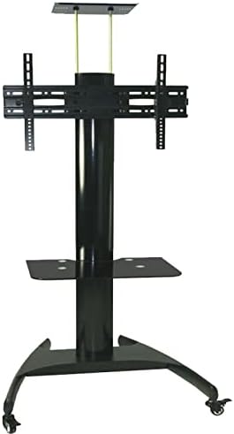 SRHIMEOS Mobile Standing TV Cart Height Adjustable for 32"-65" Plasma LCD LED Flat Screen/Curved TV Can Bear 50kg/110lbs, Max VESA 600x400 mm with Tilt, Swivel and Height Adjustment Stand (Black)