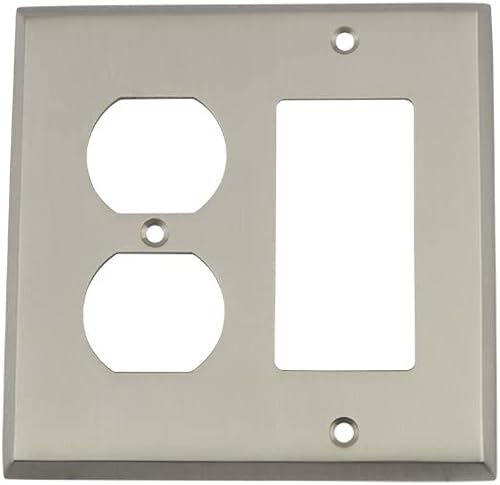 Nostalgic Warehouse 719996 New York - Placa de interruptor con basculante y tomacorriente, níquel satinado