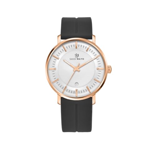 Image of Analog Watch for Men with Silicone Band | Magnetic Lock Strap | Japanese Quartz Movement | Water Resistant | Formal & Casual Wristwatch Gift