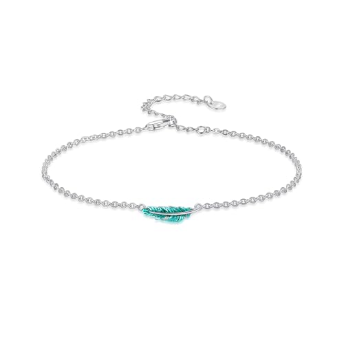 Image of 925 Sterling Silver Anklet Foot Bracelet with Crystal from Austria, Anklet Jewelry Gifts for Women 11 Inch Adjustable