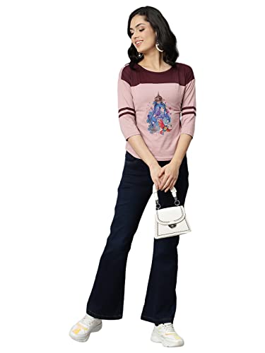 Image of OM SAI LATEST CREATION Women's New 3D Printed Lycra 3 /4 Sleeve Regular Fit Office wear,Casual wear Western Top
