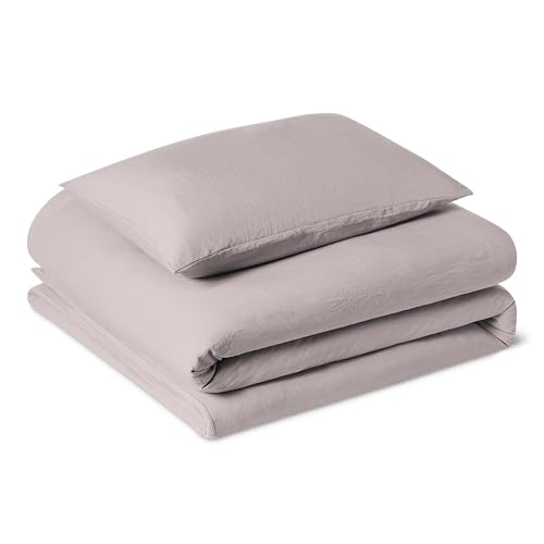 Amazon Basics Set Copripiumino Singolo in Microfibra Prelavata, Extra Morbido