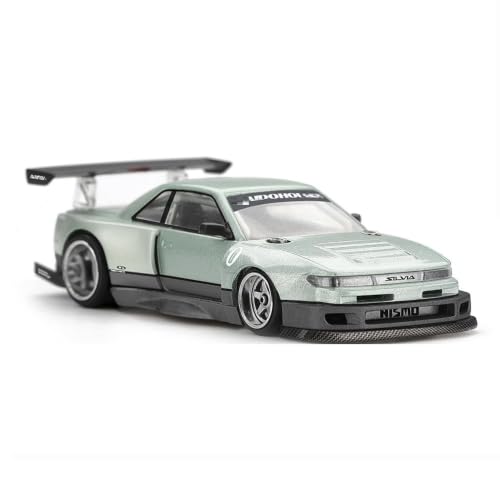 1:64 Scale Diecast Model Car Compatible with Nissan Silvia S13-R KAIDO Works V1 Sea Foam Green Limited Edition Kaido House x Mini GT KHMG232