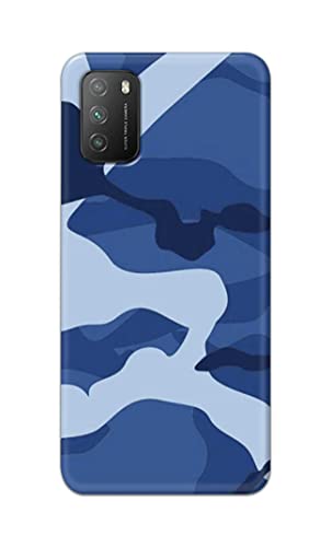 Image of Printed Hard Back Cover Case for Mi Poco M3 Back Cover (Army Blue Pattern) -1302