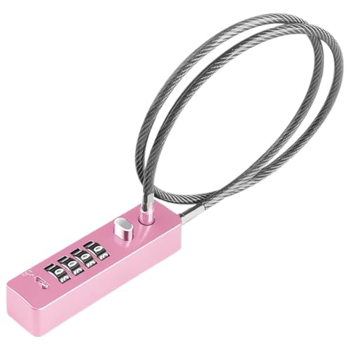 NOLITOY Candado de Combinación de Cable de Acero de 60 Cm para Bicicleta Eléctrica, Candado Antirrobo Resistente Rosa, Cerradura Portátil para Scooter, Casco y Taquillas, Accesorios