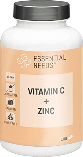 Vitamin C + Zinc - Vegan - Hochdosiert - mit 225 mg Vitamin C und 2.25 mg Zink - 1 x 180 Tabletten Cover