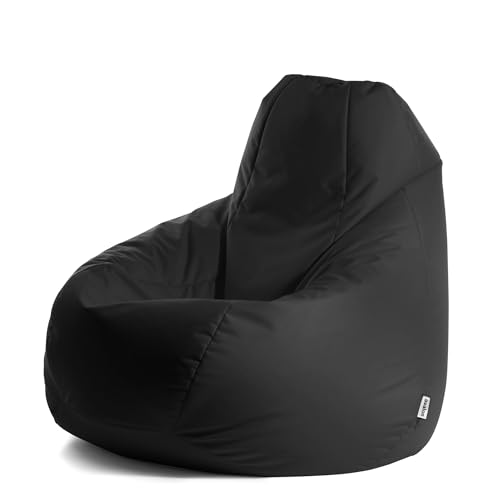 Avalon - Pouf Poltrona Sacco Gigante XXL Jive, Puffo per Sedersi Ergonomico, Pouf a Sacco in Tessuto Antistrappo e Impermeabile, Poltrona a Sacco Moderna, Made in Italy(95x95x135cm-Nero)