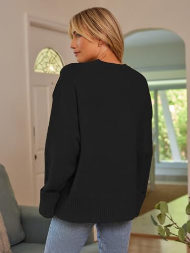 Lillusory Women'S Warm Chunky Sweaters 2024 Fall Fashion Trendy Outfit Long Oversized Fuzzy Knit Knitted Pull Over Tops Black thumb #4