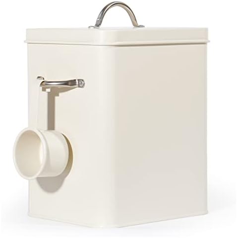 Theo&Cleo Almacenamiento de detergentes de 6,5 L, caja de metal para alimentos y detergentes (beige mate) Cover