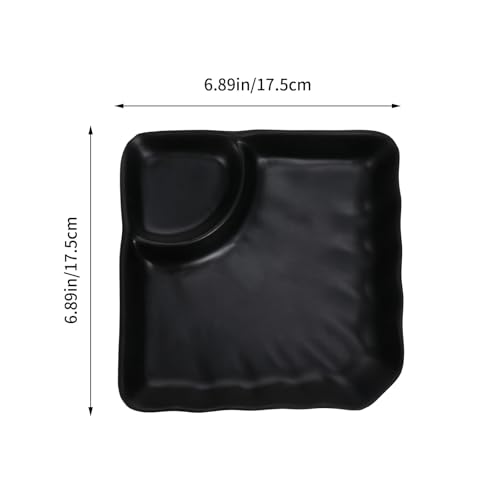 Plato para sushi y dumplings de melamina negro miniatura 2