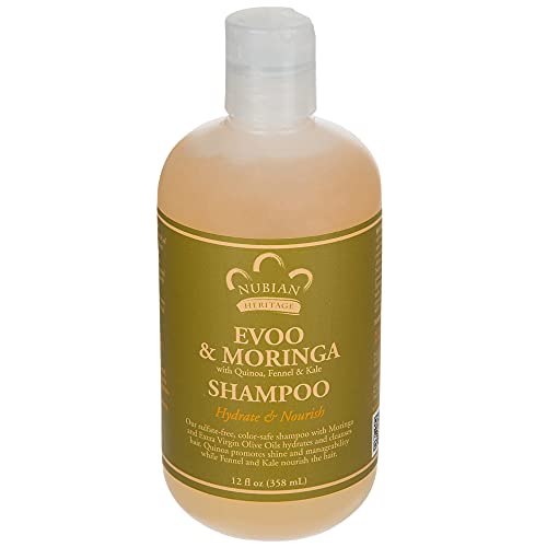Nubian Heritage Repair and Extend Extra Virgin Olive Oil and Moringa Shampoo, 12 Fluid Ounce