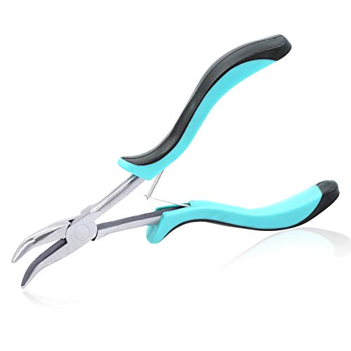 SPEEDWOX 6 Inches Long Reach Mini Bent Nose Pliers Jewelery Making Tool Precision Angled Long Needle Nose Pliers Smooth Jaw Beading Pliers -  CHLLLRBN6-362