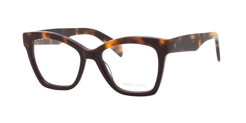 Enrico Coveri Okulary ECV158 dla kobiet, okulary korekcyjne, pasują do wszystkich rodzajów soczewek, Hawana