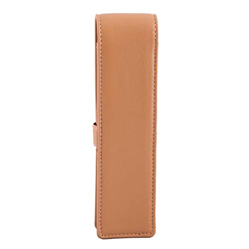 Image of DiLoro Leather Pen Case Pouch Holder for Two Fountain Ballpoint Rollerball Pens or Pencils (Tan)