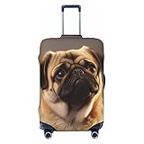 FHEBNDS Cute pug dog Luggage Cover Washable Suitcase Covers Tsa Approved Elastic Spandex Suitcase Protector Anti-Scratch Travel Baggage Cover Fit 18-32 Inch Luggage