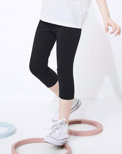 THEE BRON Calça legging feminina capri básica de verão infantil, 2pk-f-carpri-black, 6 Anos