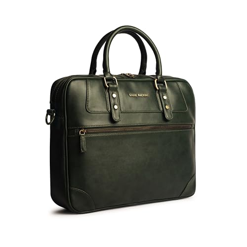 Image of Gauge Machine Messenger Bag for Men & Women - Vegan Leather Office Laptop Bag | Fits up to 16 Inch Laptop | Water-Resistant, 30L Capacity, Padded Compartment